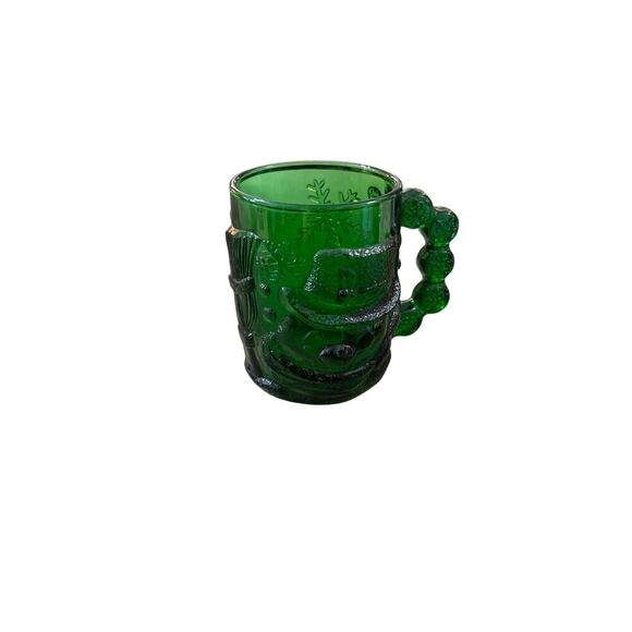 Vintage Arcoroc Emerald Green snowman glass mug cup France - Picture 1 of 6
